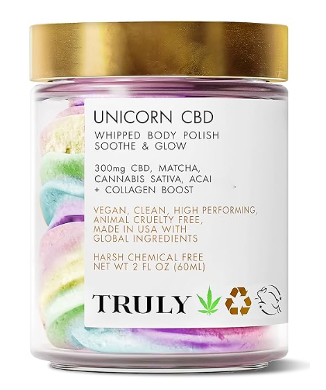 Unicorn CBD - exfoliante corporal batido de textura suave y cremosa