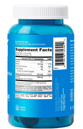 Goli® Ashwagandha & Vitamina D Gummy – 60 unidades – Relájate.