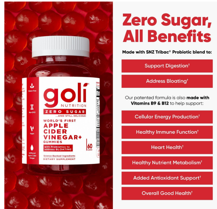 Goli Gomitas de vinagre de sidra de manzana sin azúcar